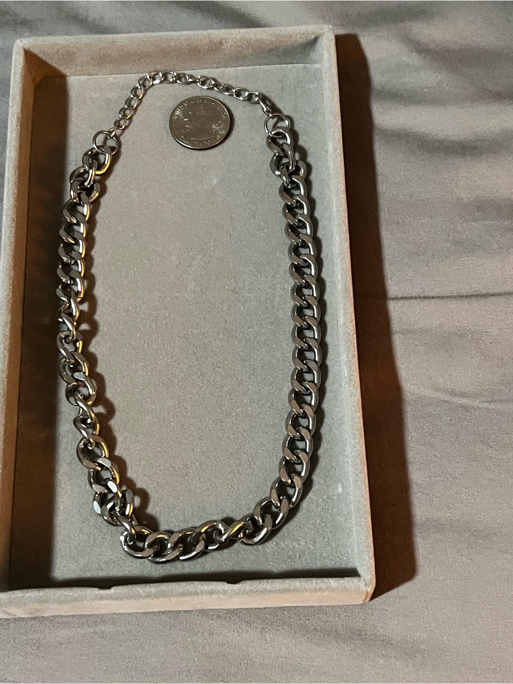 Men's Silver Tone Chain Necklace - Polished Stainless Steel